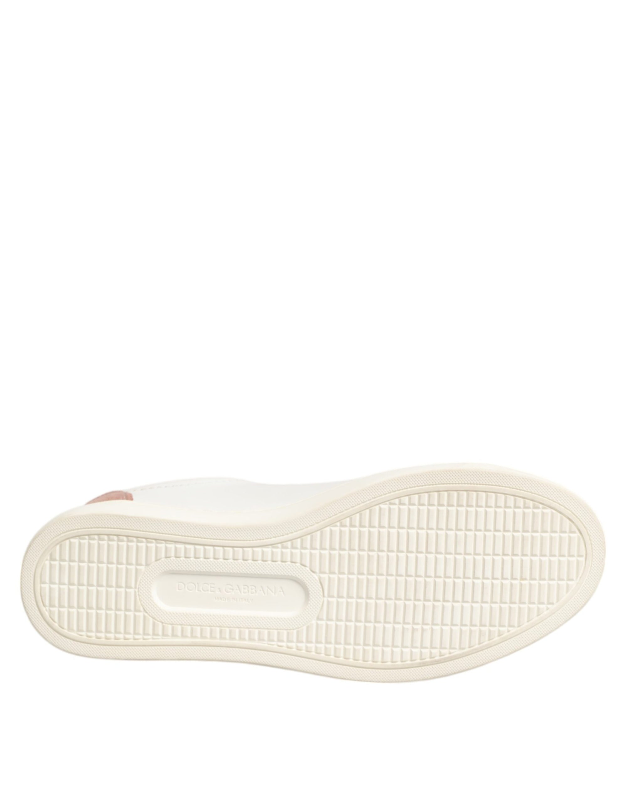 Dolce &amp; Gabbana White Pink Leather Low Top Sneakers Shoes