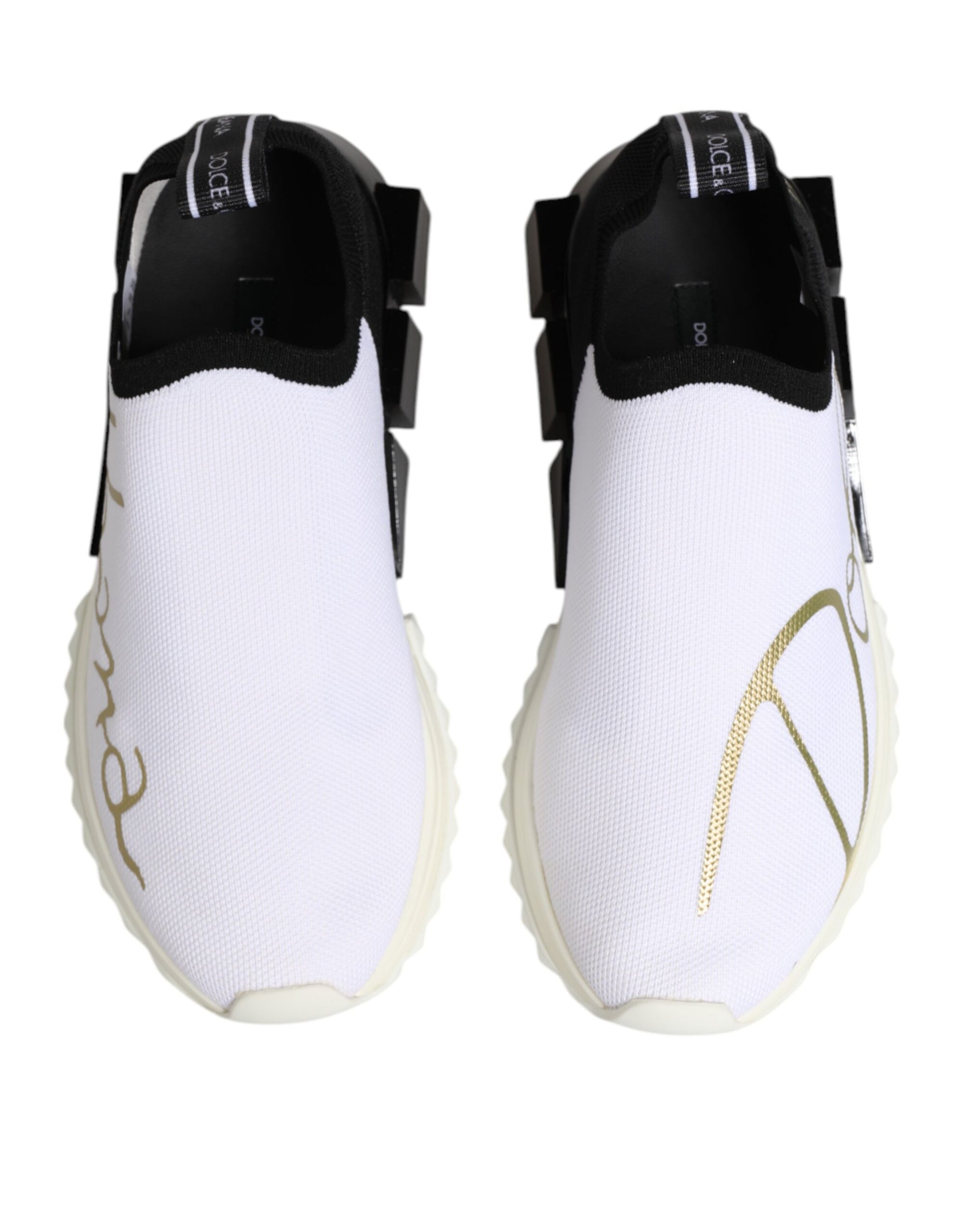 Dolce &amp; Gabbana White Black Low Top Sorrento Sneakers Shoes