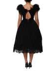 Dolce & Gabbana Black Crystal Embellished Midi A-line Dress
