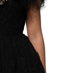 Dolce & Gabbana Black Crystal Embellished Midi A-line Dress