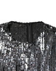 Dolce & Gabbana Black Sequined Long Sleeves Midi A-line  Dress