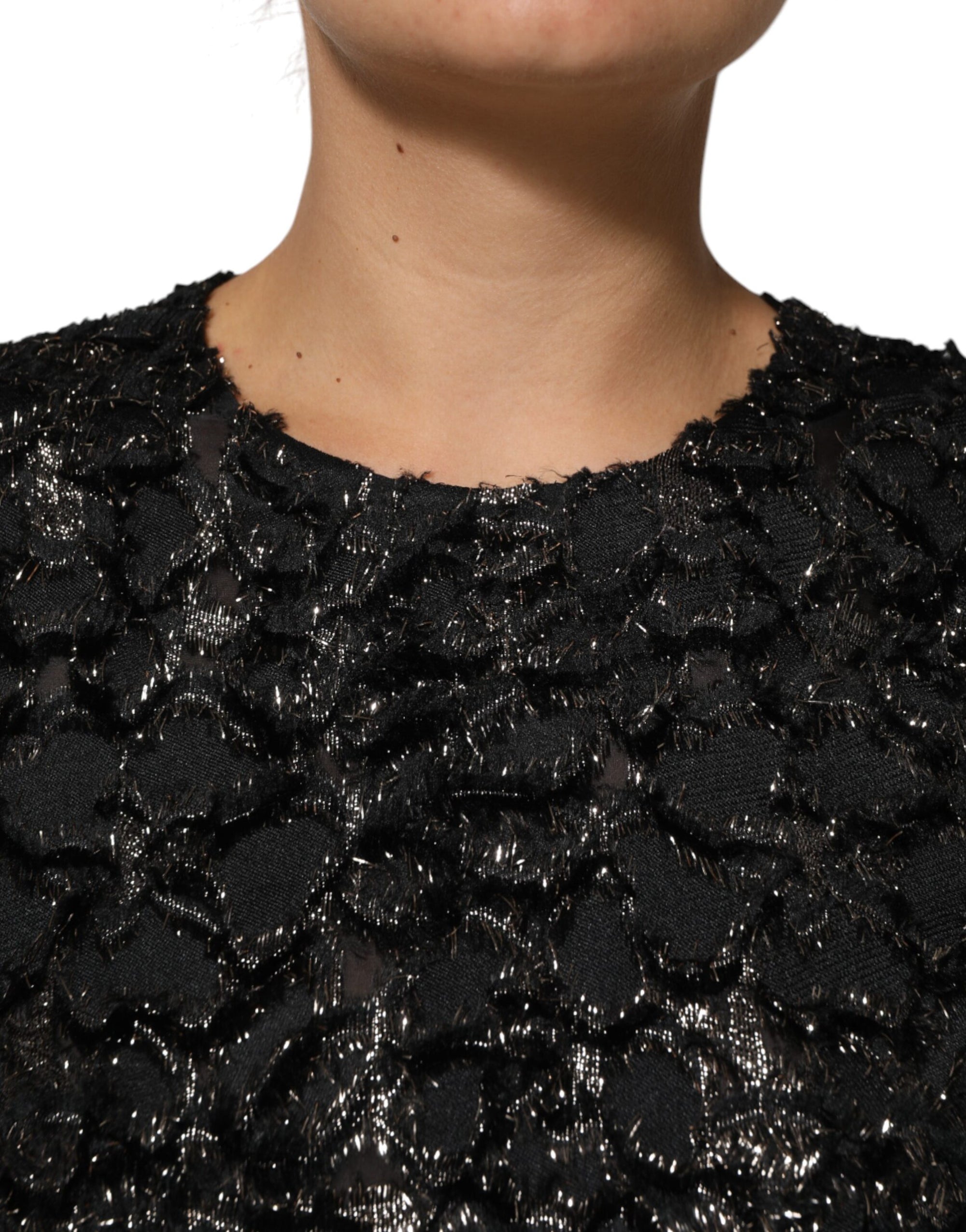 Dolce &amp; Gabbana Black Sequin Bouclé Tweed Sheath Dress