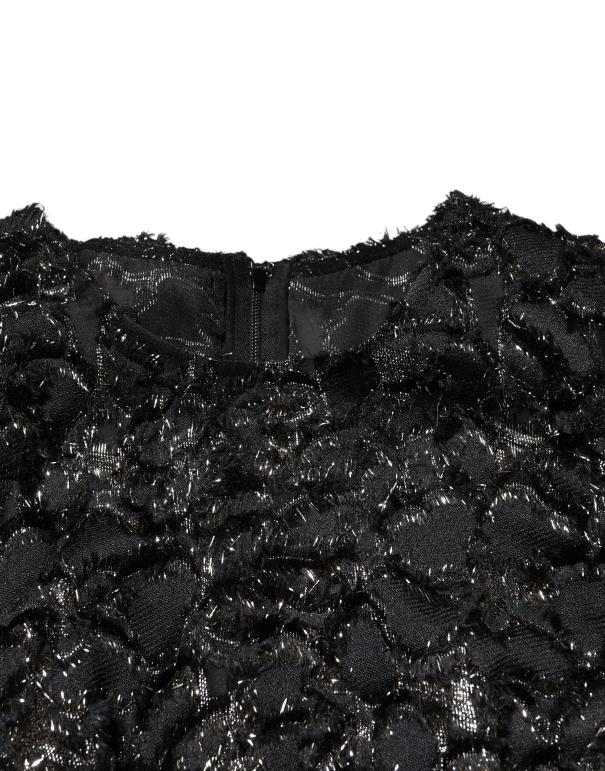 Dolce &amp; Gabbana Black Sequin Bouclé Tweed Sheath Dress