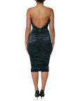 Dolce & Gabbana Green Silk Satin Fitted Strapless Dress