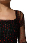 Dolce & Gabbana Black Lace Trim Long Sleeve Sheath Mini Dress