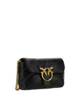 PINKO Black Calf Leather Bos Taurus Shoulder Bag