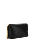 PINKO Black Calf Leather Bos Taurus Shoulder Bag