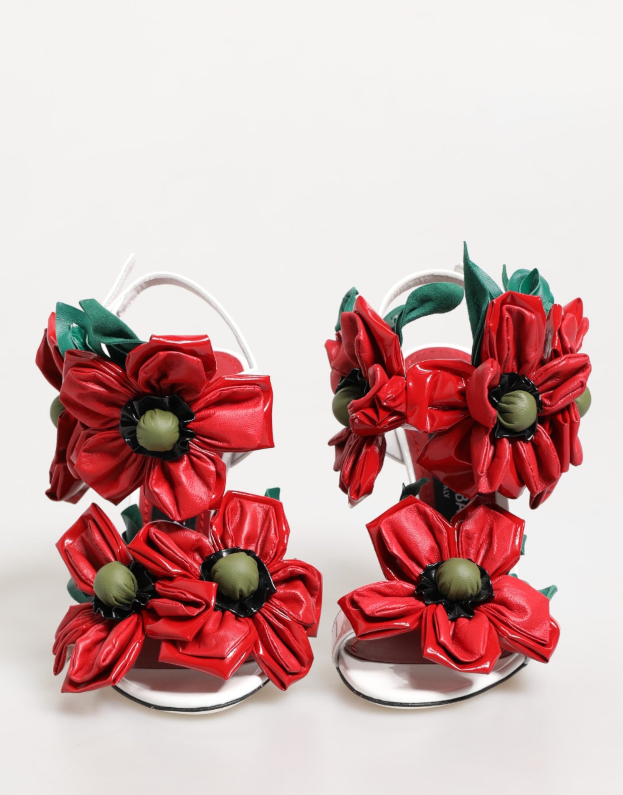 Dolce &amp; Gabbana White Red Floral Detailing Sandals Shoes