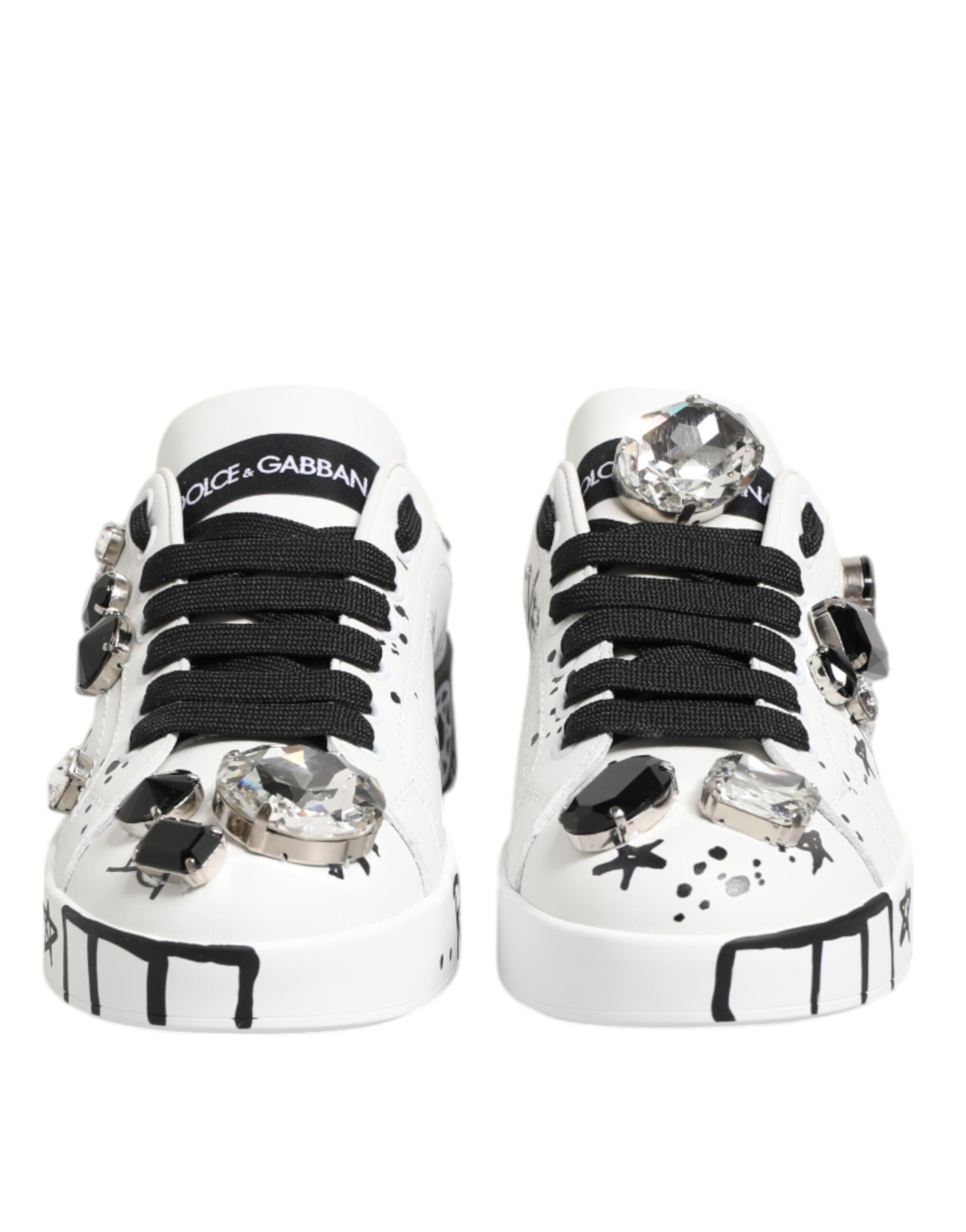 Dolce &amp; Gabbana White Portofino Crystal Sneakers  Shoes