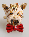 Dolce & Gabbana Gold Brass Resin Beige Dog Pet Accessory Ring