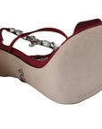 Dolce & Gabbana Red Satin Crystals Keira Sandals Heels Shoes
