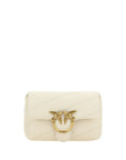 PINKO White Calf Leather Bos Taurus Shoulder Bag