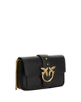 PINKO Black Calf Leather Bos Taurus Shoulder Bag