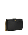 PINKO Black Calf Leather Bos Taurus Shoulder Bag