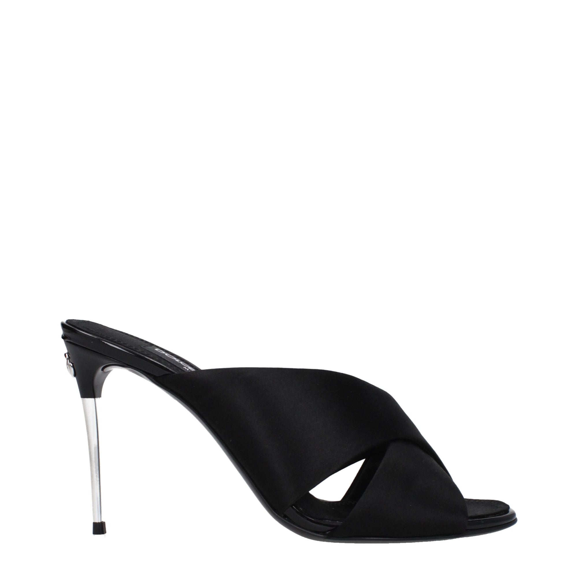 Dolce &amp; Gabbana Black Satin Stiletto Heel Sandals