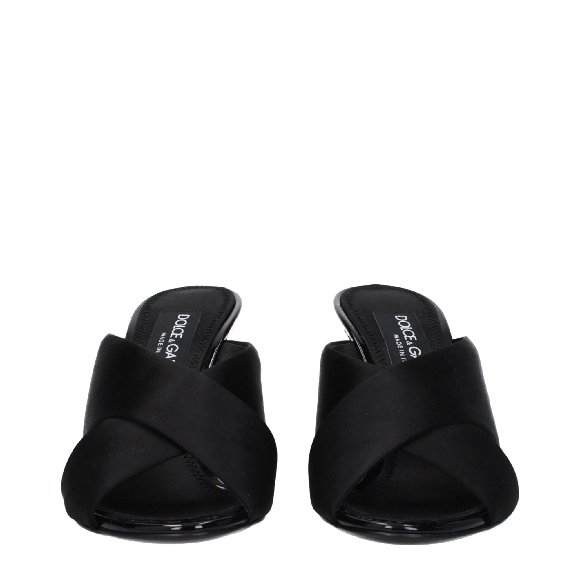 Dolce &amp; Gabbana Black Satin Stiletto Heel Sandals