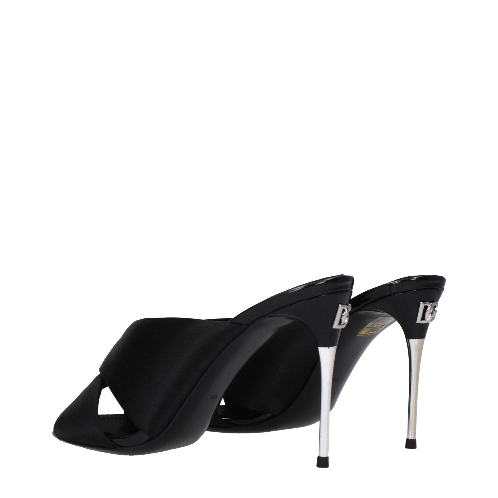 Dolce &amp; Gabbana Black Satin Stiletto Heel Sandals