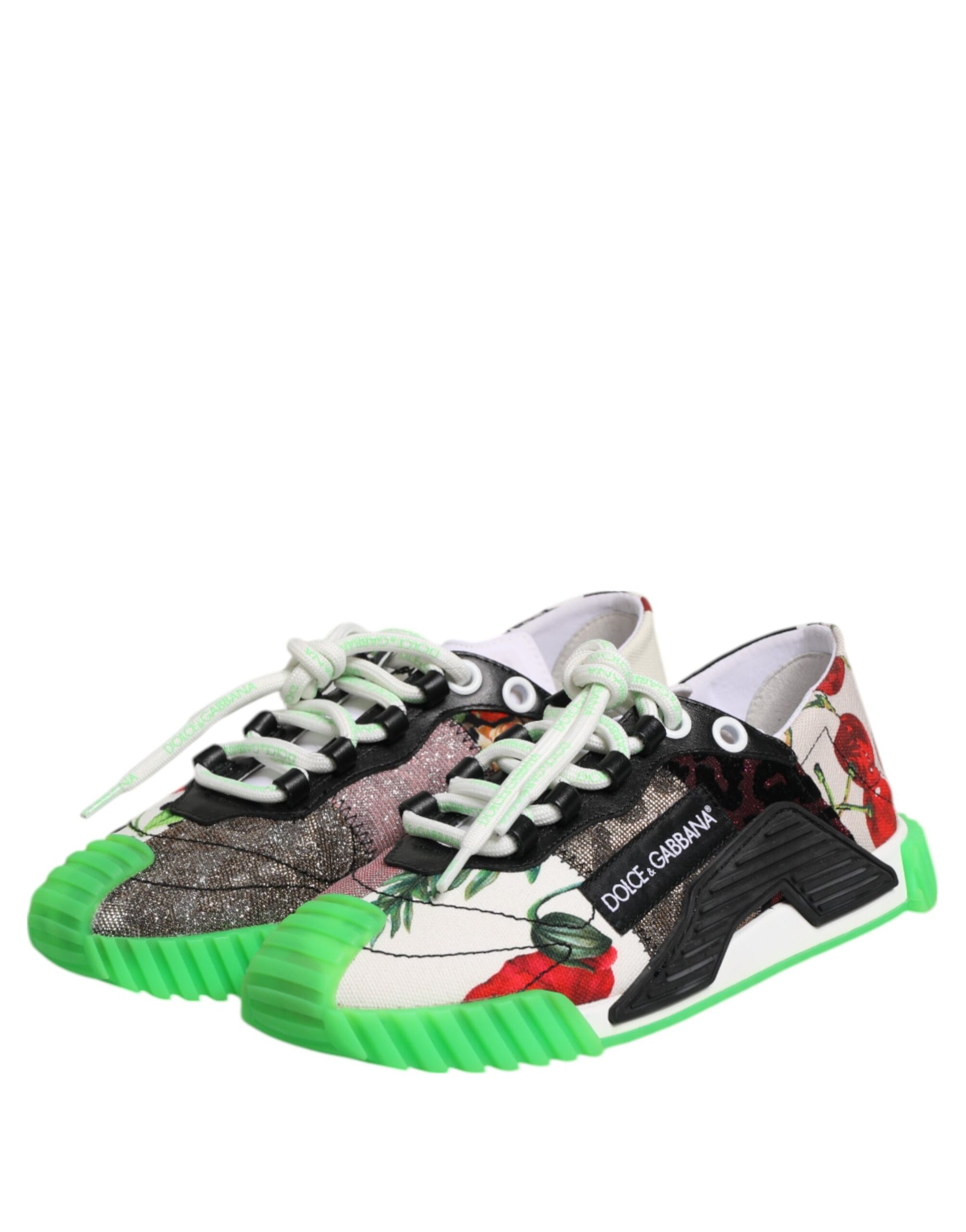 Dolce &amp; Gabbana Multicolor DG Logo Leopard Cherry Sneaker Shoes