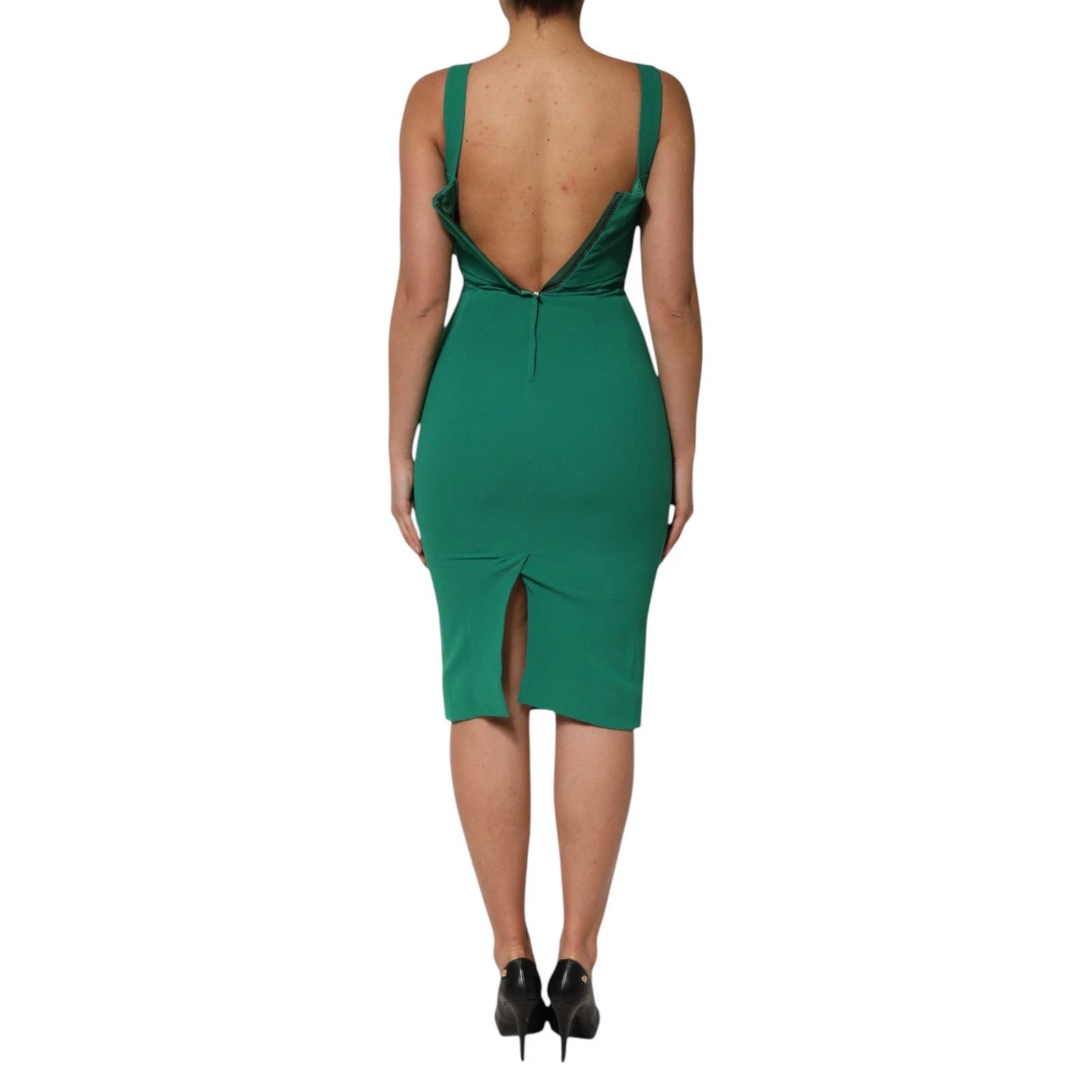 Dolce &amp; Gabbana Dark Green Sleeveless Rayon Bodycon Dress