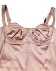 Dolce & Gabbana Blush Pink Silk Satin Bustier Midi Bodycon Dress