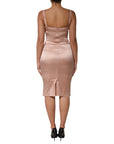 Dolce & Gabbana Blush Pink Silk Satin Bustier Midi Bodycon Dress