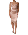 Dolce & Gabbana Blush Pink Silk Satin Bustier Midi Bodycon Dress