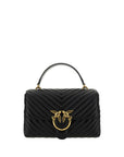 PINKO Black Calf Leather Bos Taurus Handbag