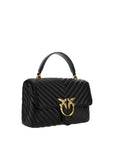 PINKO Black Calf Leather Bos Taurus Handbag