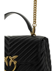 PINKO Black Calf Leather Bos Taurus Handbag