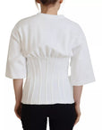 Dolce & Gabbana White Cotton Corset Stretch Top  T-shirt