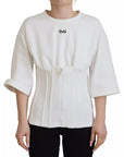 Dolce & Gabbana White Cotton Corset Stretch Top  T-shirt