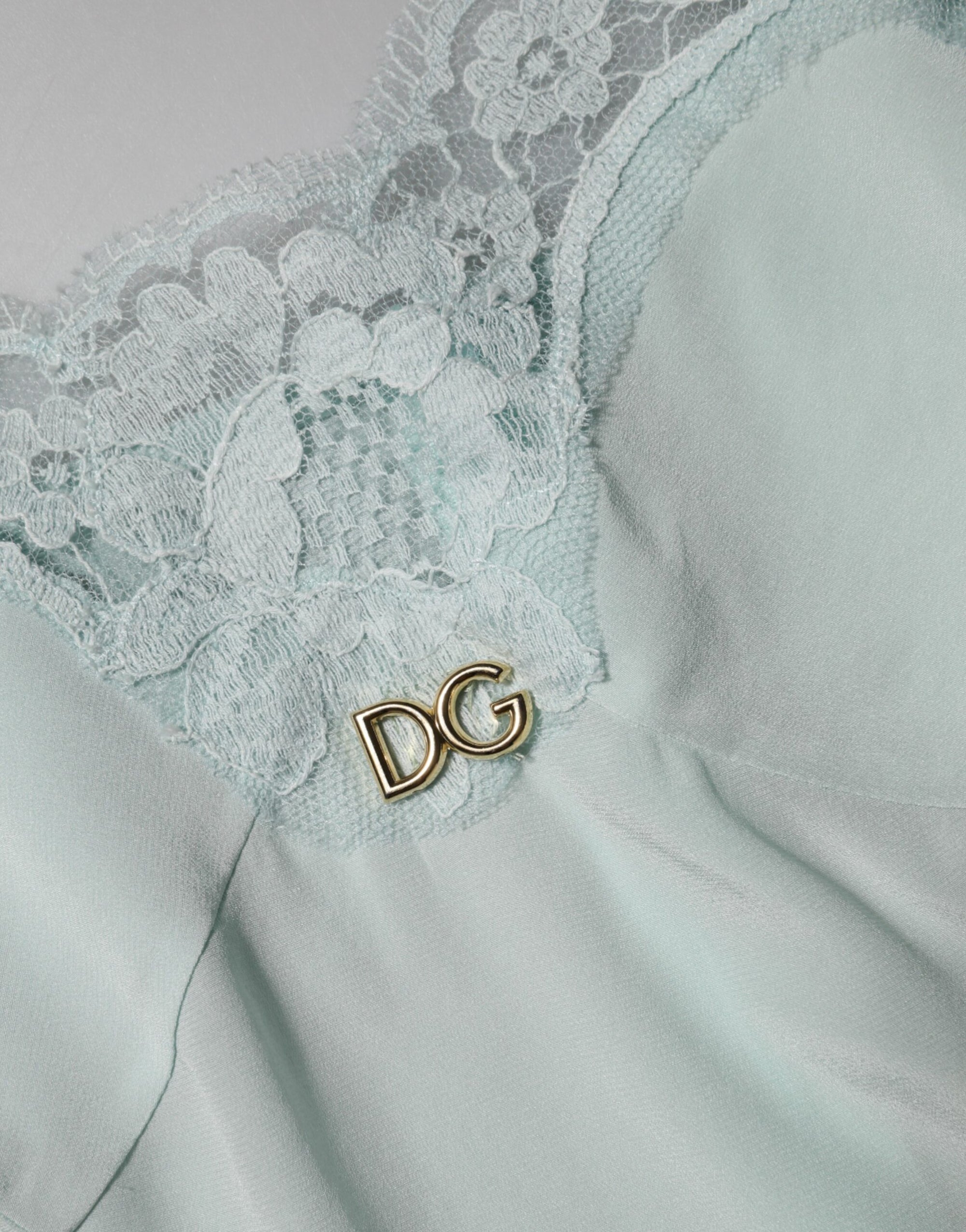 Dolce &amp; Gabbana Light Blue Silk Lace Midi Bodycon Slip Dress