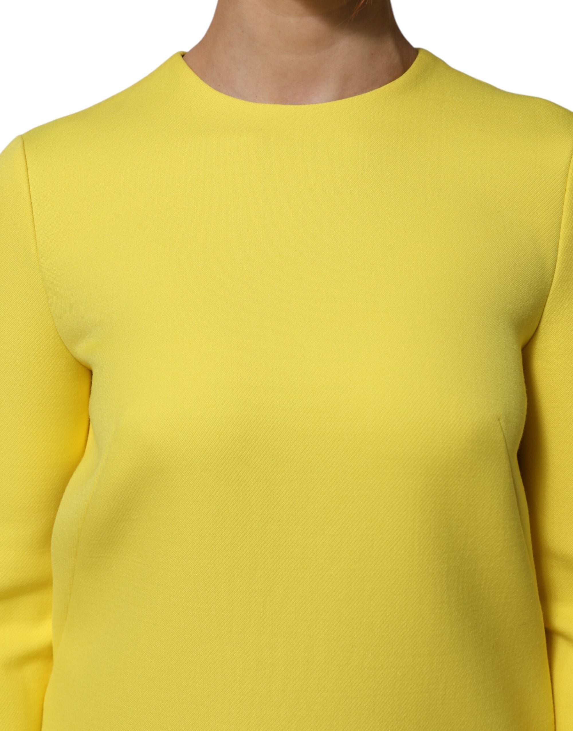 Dolce &amp; Gabbana Yellow Viscose Acetate Mini Long Sleeve Dress
