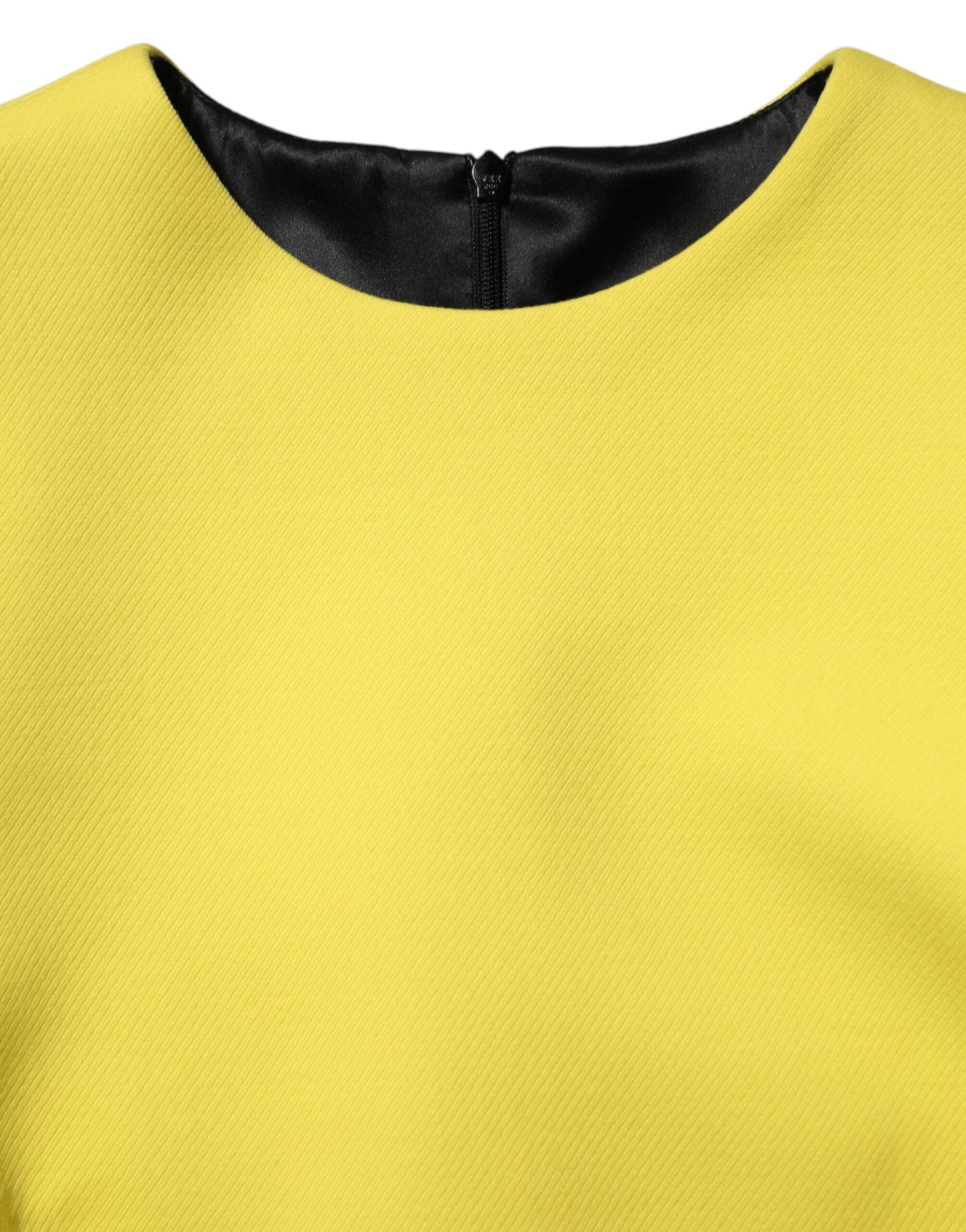 Dolce &amp; Gabbana Yellow Viscose Acetate Mini Long Sleeve Dress