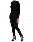 Dolce & Gabbana Black Silk Lace Trim Long Sleeves Blouse Top