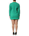 Dolce & Gabbana Green Viscose Acetate Mini Long Sleeve Dress