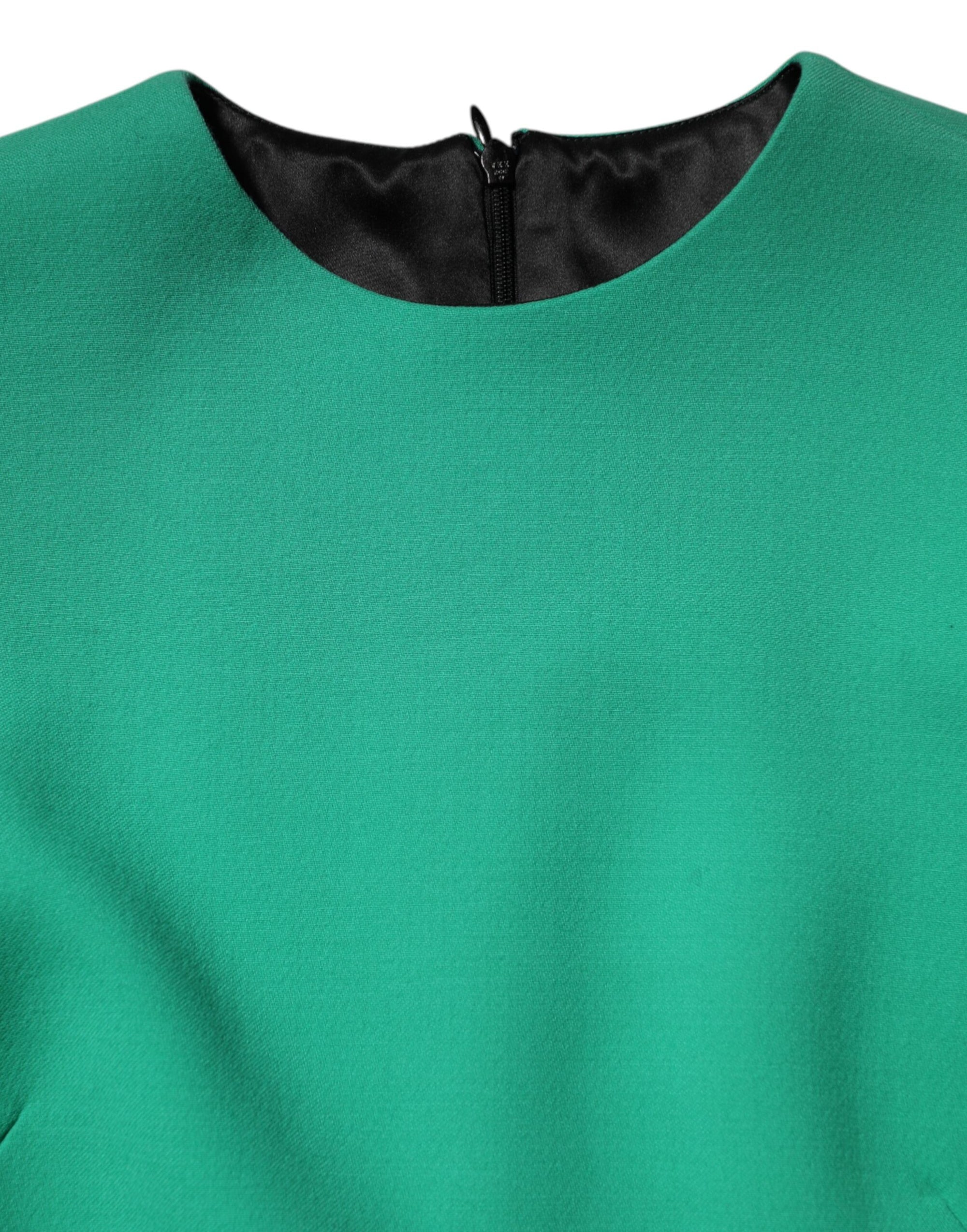 Dolce &amp; Gabbana Green Viscose Acetate Mini Long Sleeve Dress