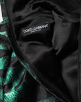 Dolce & Gabbana Black Green Metallic Jacquard Mini Long Dress