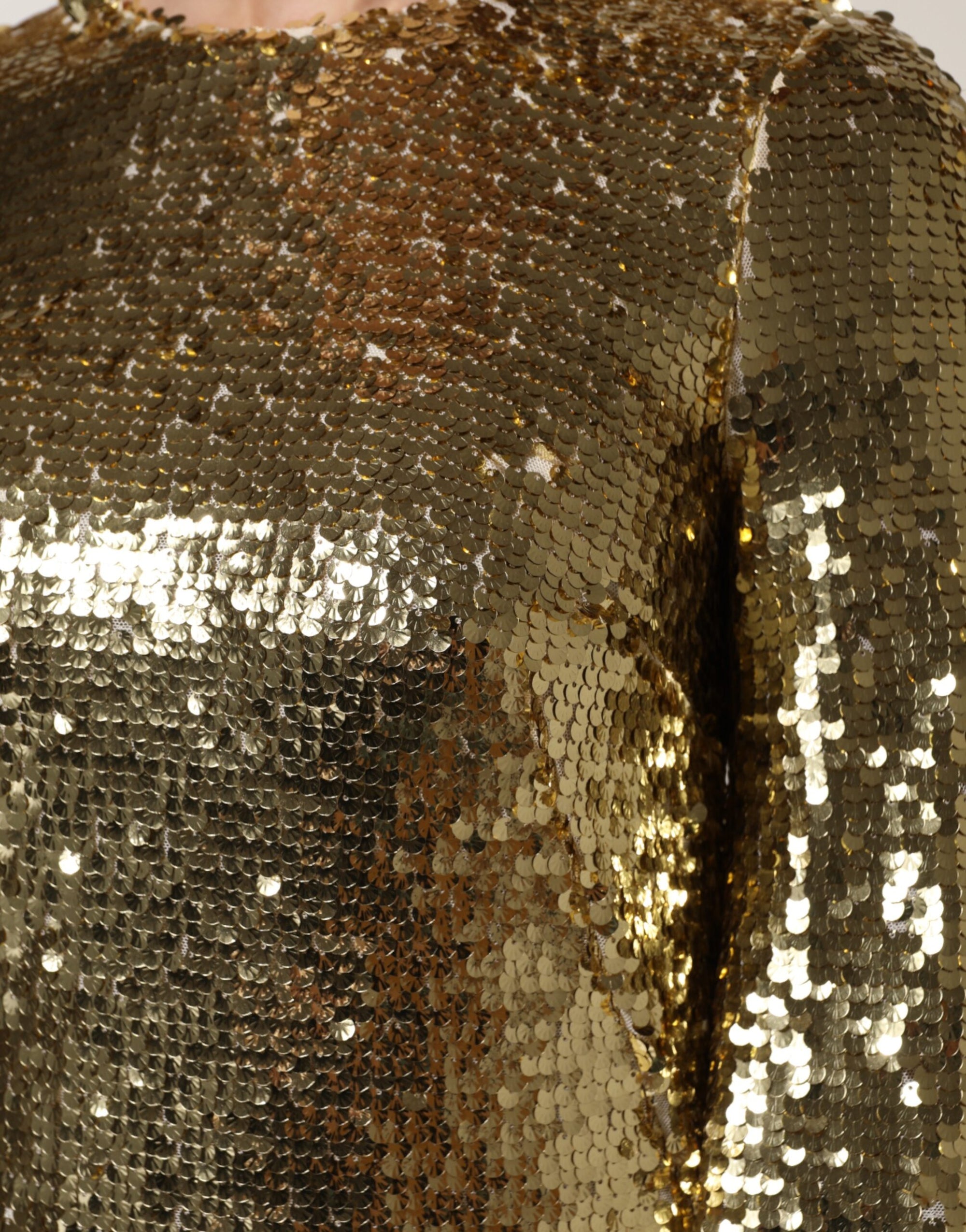 Dolce &amp; Gabbana Gold Sequin Long Sleeve Mini Dress