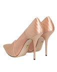 Dolce & Gabbana Cipria Nude Satin Mesh Stiletto Pumps Shoes