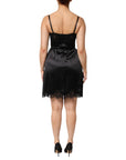 Dolce & Gabbana Black Silk Blend Lace Trim Sleeveless Mini Dress