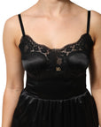 Dolce & Gabbana Black Silk Blend Lace Trim Sleeveless Mini Dress