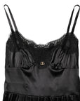 Dolce & Gabbana Black Silk Blend Lace Trim Sleeveless Mini Dress