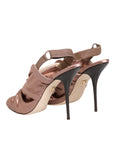Dolce & Gabbana Bronze Satin Ruched Slingback Sandals Shoes
