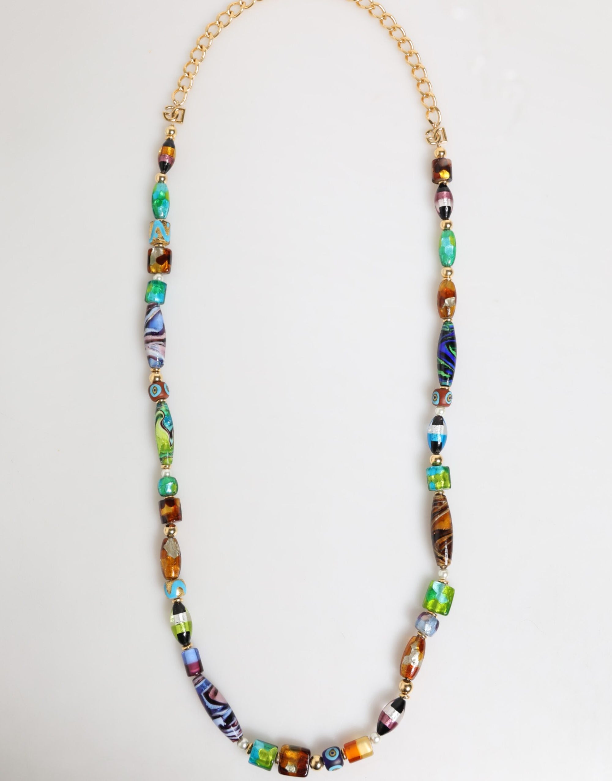 Dolce &amp; Gabbana Multicolor Murano Glass Beads Brass Women Jewelry Necklace