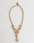 Dolce & Gabbana Gold Brass Crystal Pearl Purple Floral Pendant Jewelry Necklace