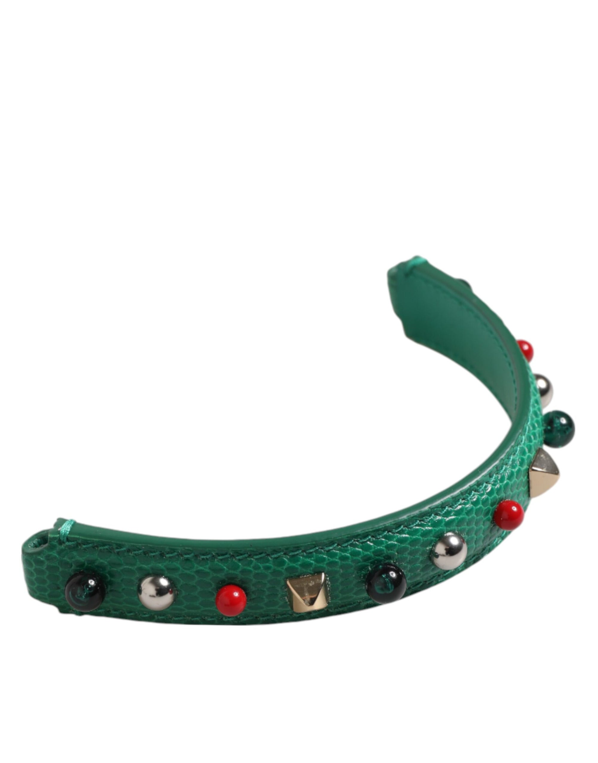 Dolce &amp; Gabbana Green Embellished Leather Bag Handle Women Shoulder Strap