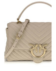 PINKO Beige Calf Leather Bos Taurus Handbag