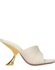 Amina Muaddi Beige Fabric Slippers