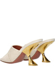 Amina Muaddi Beige Fabric Slippers